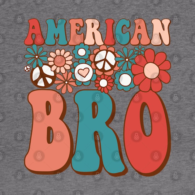 Retro Groovy American Bro Matching Family 4th of July by BramCrye